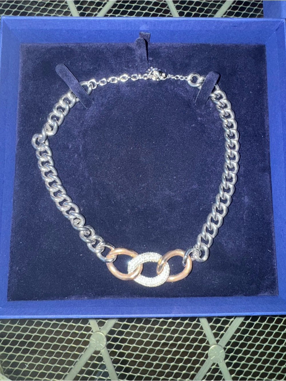 Swarovski Two-Tone Link Necklace in Silver and Rose Gold